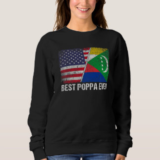 Retro US Comoren Vlag Beste Poppa Ever Vaderdag Trui