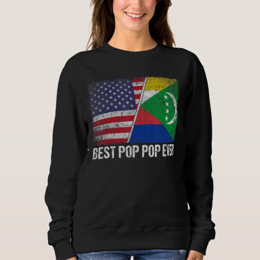 Retro Us Comoros Flag Beste Pop Pop van Vader Trui (Voorkant)