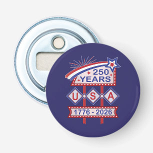 Retro USA 250e verjaardag Marquee Bord 1776-2026 Button Flesopener