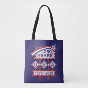 Retro USA 250e verjaardag Marquee Bord 1776-2026 Draagtas