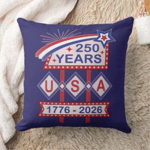 Retro USA 250e verjaardag Marquee Bord 1776-2026 Kussen