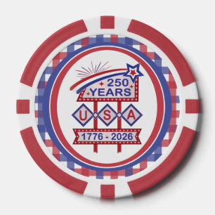 Retro USA 250e verjaardag Marquee Bord 1776-2026 Poker Chips
