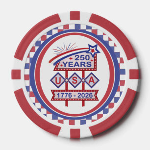 Retro USA 250e verjaardag Marquee Bord 1776-2026 Poker Chips
