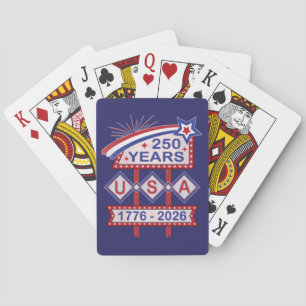 Retro USA 250e verjaardag Marquee Bord 1776-2026 Pokerkaarten