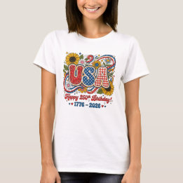 Retro USA 250e verjaardag Zonnebloem Grafisch T-shirt