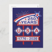 Retro USA 250ste Jubileum Marquee Sign 1776-2026 Feestdagenkaart (Voorkant / Achterkant)