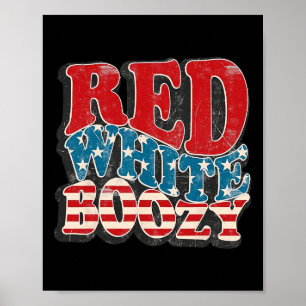 Retro USA 4 juli Amerikaanse vlag rood wit Boozy Poster