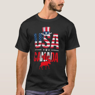Retro USA Canada Vlag Patriottisch Canadees Ameri T-shirt