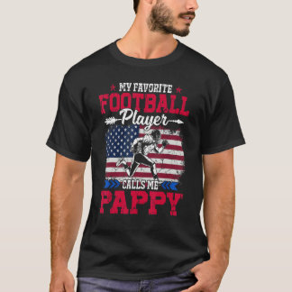 Retro USA Flag Football Speler roept me Pappy 4th T-shirt