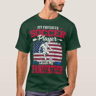 Retro USA Flag Soccer Player noemt me Grandfather T-shirt