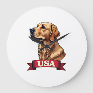 Retro USA Golden Retriever Graveer Shirt Grote Klok