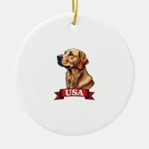 Retro USA Golden Retriever Graveer Shirt Keramisch Ornament