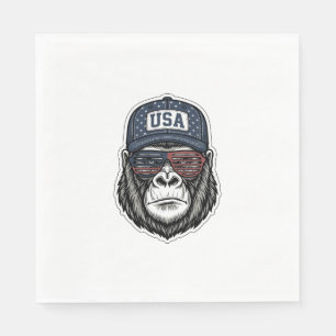 Retro USA Gorilla Zonnebril Patriottisch T-Shirt D Servet