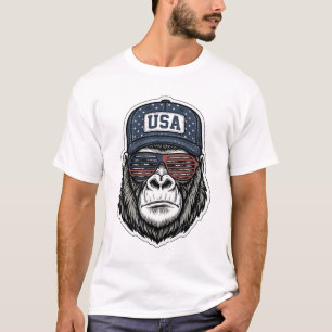Retro USA Gorilla Zonnebril Patriottisch T-shirt O
