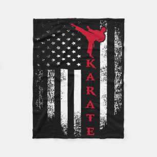 Retro Usa Rood Witte Karate Amerikaanse Vlag Cool Fleece Deken
