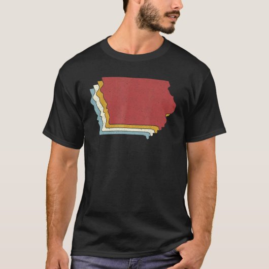 Retro USA State Map Iowa T-shirt (Voorkant)