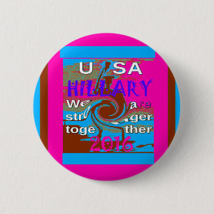 Retro USA Sterker Samen Abstracte Kunstprint Ronde Button 5,7 Cm