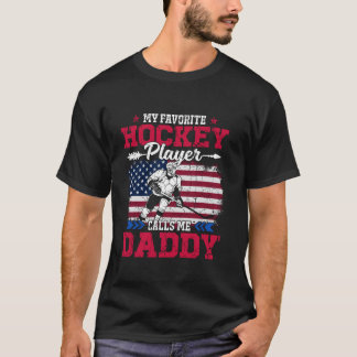 Retro USA Vlag Hockey Speler noemt me Daddy 4th Ju T-shirt