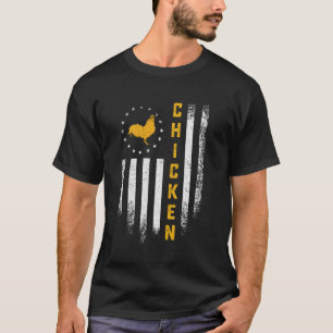 Retro Usa Vlag Kip Liefhebber Grappige Haan Boerde T-shirt