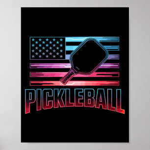 Retro usa vlag patriottisch pickleball paddle spel poster