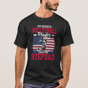 Retro Usa-vlag Volleybalspeler noemt me stiefvader T-shirt