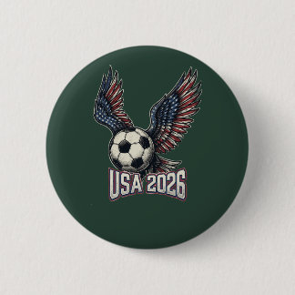 Retro USA Voetbal 2026 Adelaar Vleugels T-Shirt Ronde Button 5,7 Cm