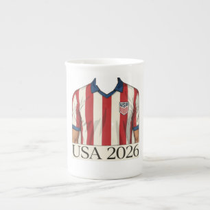 Retro USA Voetbalshirt Stijl Patriottisch Rood Wit Porselein Kop