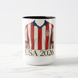 Retro USA Voetbalshirt Stijl Patriottisch Rood Wit Tweekleurige Koffiemok