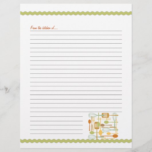 Retro Ustensiles de Cuisine de cuisine Pages de re (Devant)