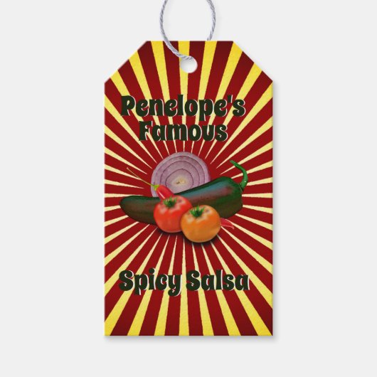 Retro uw beroemde salsa die het Label etiketteert Cadeaulabel (Voorkant)