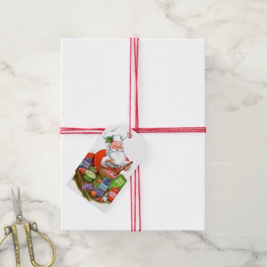 retro v intage kerstkerstfeestdag cadeaulabel (Met Touw)