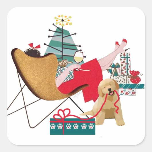 RETRO VACANCES Golden Retriever stickers (Devant)