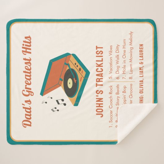 Retro Vaderdag "Dad's Greatest Hits" Aangepast Sherpa Deken (Voorkant (horizontaal))