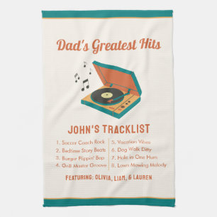 Retro Vaderdag "Dad's Greatest Hits" Aangepast Theedoek