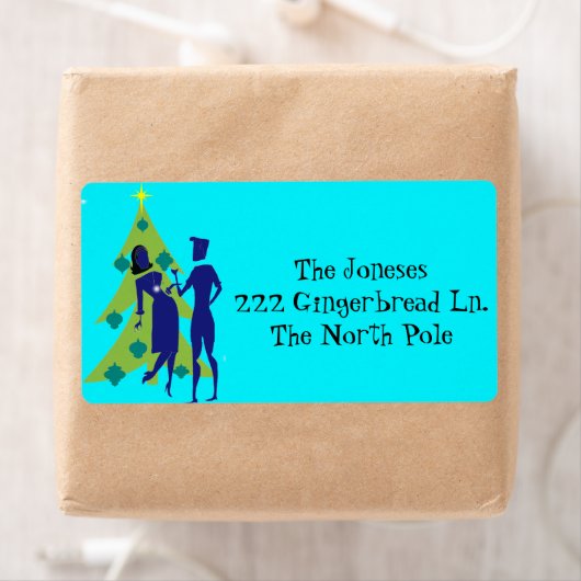 Retro Vakantie Cartoon Paar Retouradreslabels Etiket (Insitu)