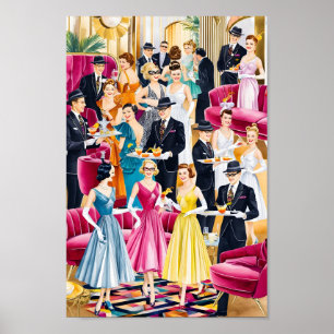 Retro Vakantie Cocktail Party Poster