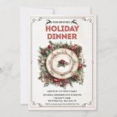 Retro Vakantie Diner Bord Uitnodiging (Voorkant)