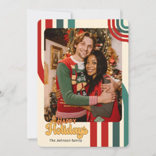 Retro Vakantie Kerstmis vrienden familie kaart