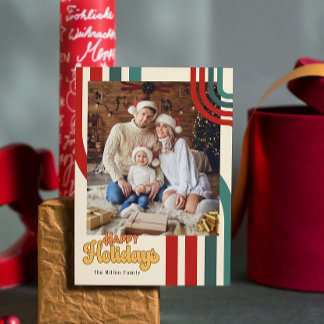 Retro Vakantie Kerstmis vrienden familie kaart