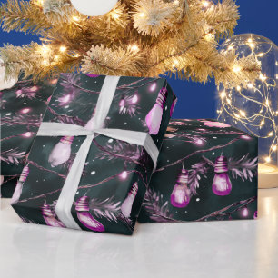 Retro Vakantie Lights Leuk Schattige Moderne Kerst Cadeaupapier