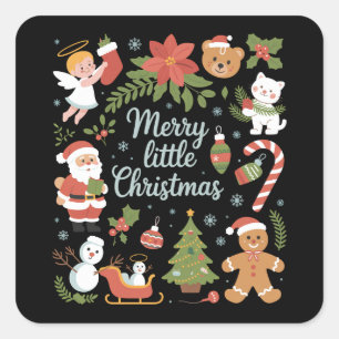 Retro Vakantie Oud Merkwaardig Kerstfeest Vierkante Sticker