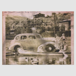 Retro Vakantie Tijd Weefsel Papier