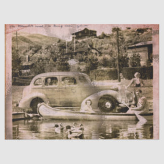 Retro Vakantie Tijd Weefsel Papier