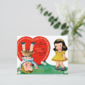 Retro  Vakantie Valentijn paar briefkaart (Staand voorkant)