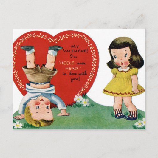 Retro  Vakantie Valentijn paar briefkaart (Voorkant)