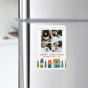 Retro Vakantiehuis Kaart Magneet