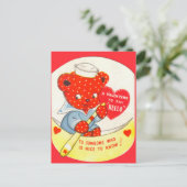 retro Valentijn beer Briefkaart (Staand voorkant)