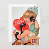 Retro  Valentijn boy Holiday briefkaart (Voorkant / Achterkant)