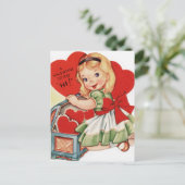 Retro  Valentijn briefkaart Vakdag (Staand voorkant)