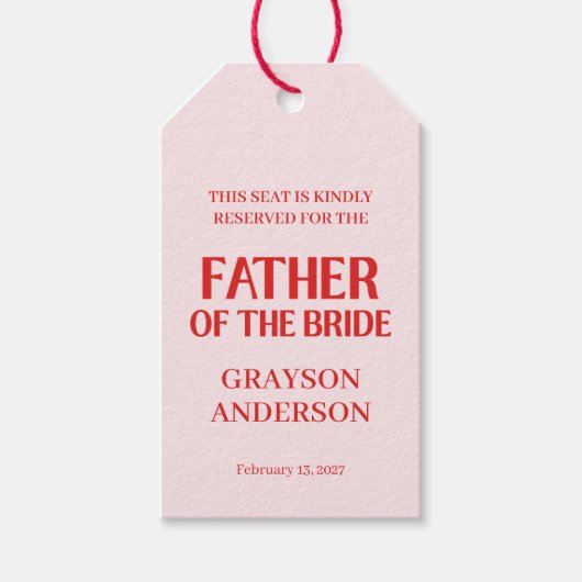 Retro Valentijn Bruidsfeest Roze Rood Cadeaulabel (Voorkant)